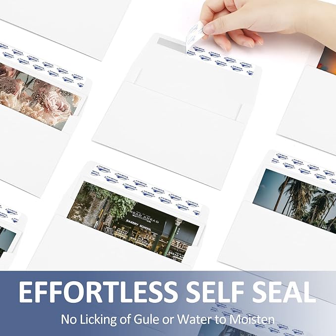 ValBox A4 Photo Envelopes 100 Qty 4 x 6 White Kraft Paper Envelopes Self Seal for 4x6 Cards, Photos, Weddings, Invitations, Baby Shower, 4.25 x 6.25 Inches (A4)