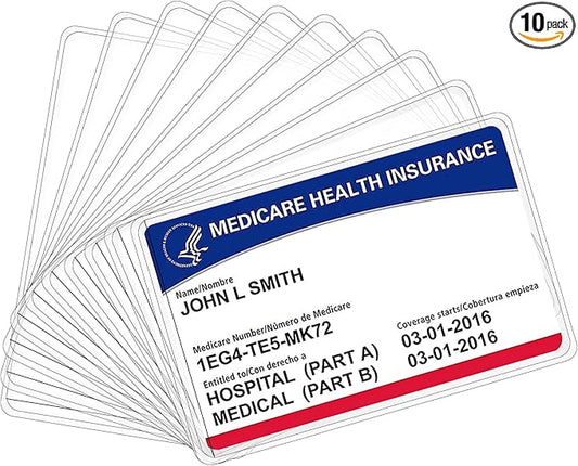 10 Pack New Medicare Card Holder Protector Sleeves，12Mil Clear PVC Waterproof Medical/Credit Card, Business/Social Security Card Protector