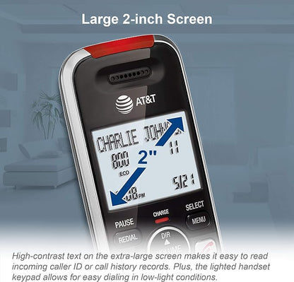 AT&T BL102-4 DECT 6.0 4-Handset Cordless Phone for Home with Answering Machine, Call Blocking, Caller ID Announcer, Audio Assist, Intercom, and Unsurpassed Range, Silver/Black