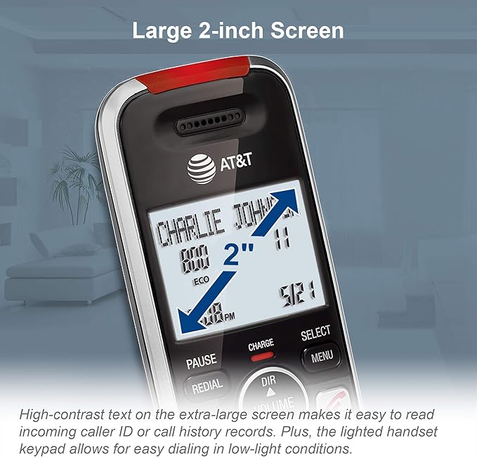 AT&T BL102-5 DECT 6.0 5-Handset Cordless Phone for Home with Answering Machine, Call Blocking, Caller ID Announcer, Audio Assist, Intercom, and Unsurpassed Range, Silver/Black