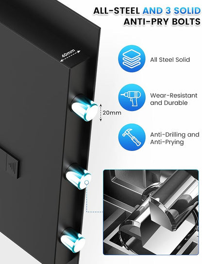 2.8 Cuft Home Safe Box with Fireproof Waterproof Bag, Large Security Digital Document Safes with LCD Keypad Keys, Anti-Theft Alert, Hidden Code Mode, Personal Combination Money Safe For Jewelry Office