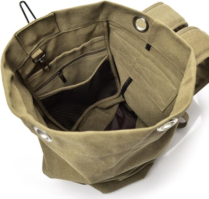 Military Duffel Bag Top Load Double Strap Canvas Backpack Army Travel