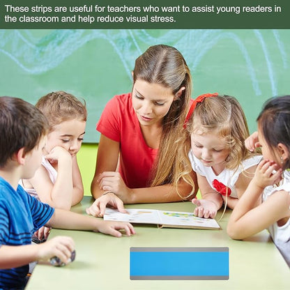 YOKIVE 8 Pcs Guided Reading Strips, Book Highlighter Strips Reading Tracker Bookmark Teacher Supply, Great for Classroom (Blue Transparent, 7.48"x2.76")