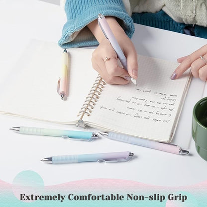 Gel Pens Medium Point 0.7mm Black Ink Gel Pen Retractable Cute Pens for Smooth Writing School Office Supplies, Pack of 12