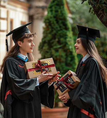 Graduation Cards, Graduation Gifts for Her Him, Black and Gold, Congratulations Grad with Envelope Sticker - Blank Inside