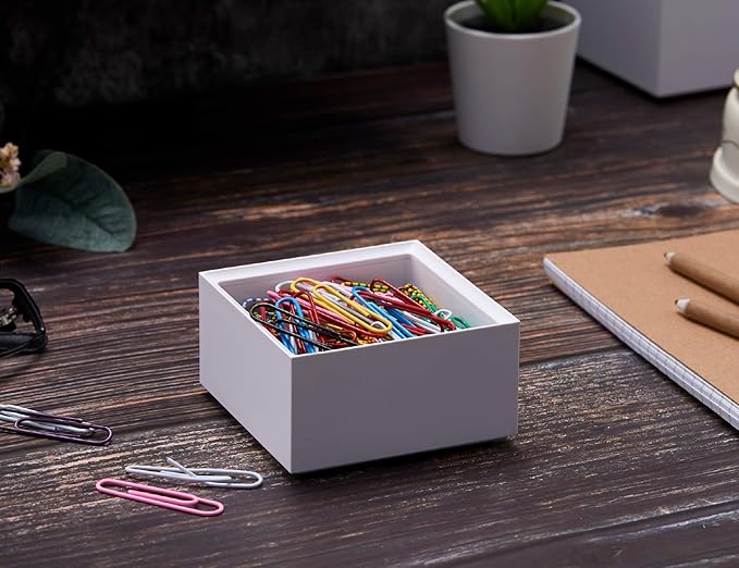 Bostitch Office Konnect Desk Organizer Accessory Tray & Storage Cup Bundle, Stacks for Desktop Storage, Makeup Organization, White