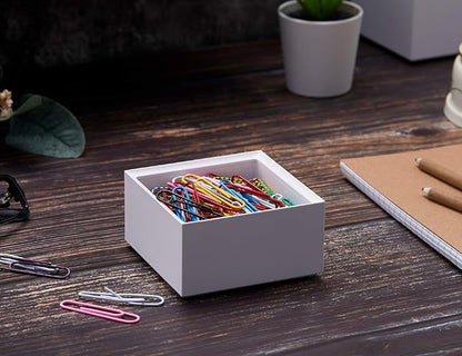 Bostitch Office Konnect Desk Organizer Accessory Tray & Storage Cup Bundle, Stacks for Desktop Storage, Makeup Organization, White