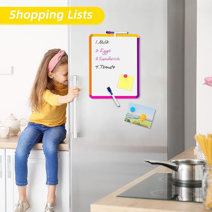 VUSIGN Small White Board Dry Erase, 11''x14'' Magnetic Dry Erase Board, Mini Whiteboard with Markers for Kids, Students, Fridge, Wall, Locker