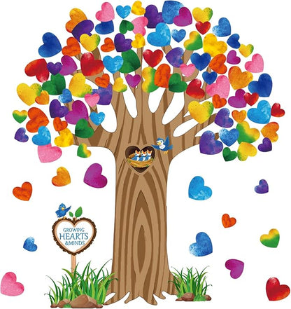 Classroom Tree Bulletin Board Decorations Set Hearts Bulletin Board Tree Cutouts Teacher Classroom Wall Decor for Elementary School Chalkboard Supplies (Lovely Style)