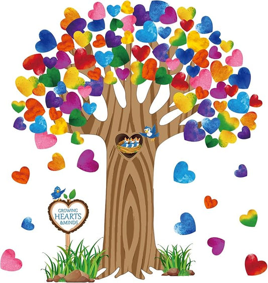 Classroom Tree Bulletin Board Decorations Set Hearts Bulletin Board Tree Cutouts Teacher Classroom Wall Decor for Elementary School Chalkboard Supplies (Lovely Style)
