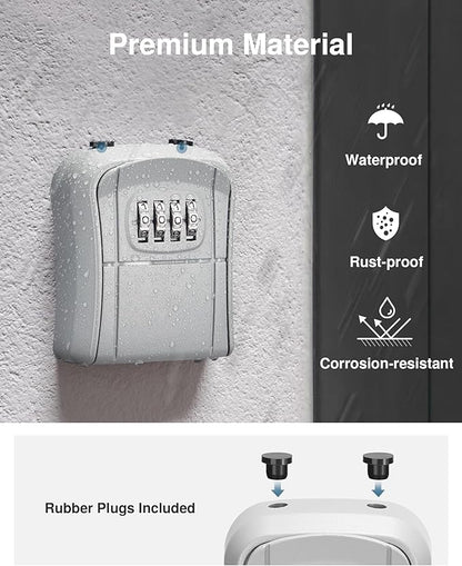Puroma Key Lock Box, Portable Combination Lockbox Wall-Mounted Key Storage Box for House Keys, Resettable Code Safe Security Lock Box for Home, Office, Apartment Spare Key Storage (1 Pack, Silver)