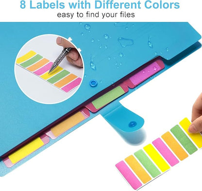 Forvencer Accordion File Organizer, Letter Size, 5 Pocket Expanding File Folder, Cute File Folder with Labels, Portable File Organizer for School Office Supplies, Folders for Documents, Sky Blue
