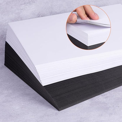 300 Sheets White Black Card Stock Paper,8.5 x 11 Inch Cardstock Paper,180gsm/65lb Thick Cardstock Printer Paper, Blank Heavy Card Paper for Invitations, Greeting Cards Making, Postcards