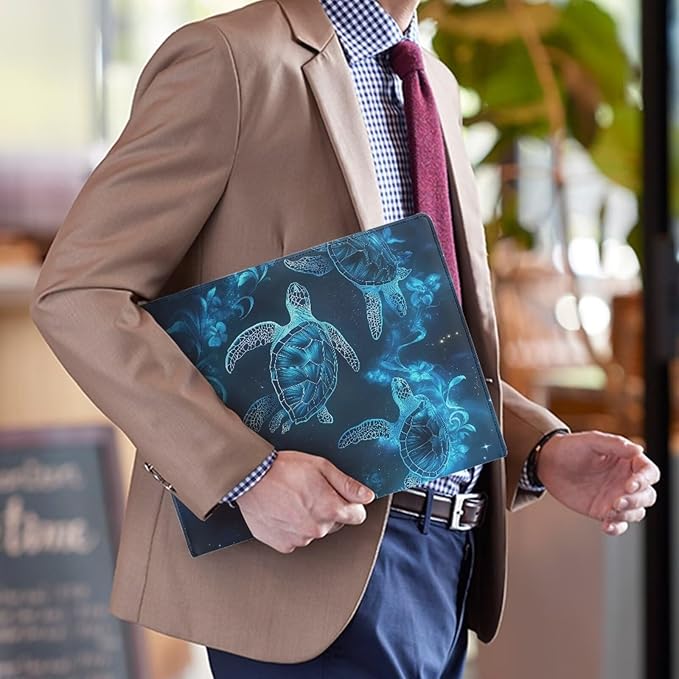 Cozeyat Heart Shape Sea Turtle Padfolio Portfolio Leather Binder for Women, Interview Legal Document Organizer Business Card Holder Letter Sized Writing Pad File Folders