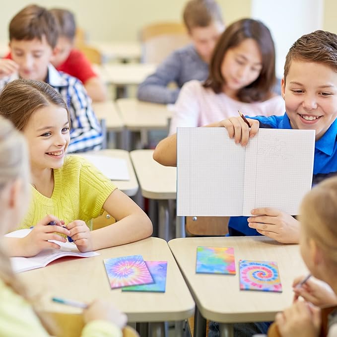 12 Pcs Rainbow Tie Dye Sticky Notes Cute Colored Sticky Paper Fun Pastel Art Party Self Adhesive Notepads for Kids Girls School Office Gay Pride Party Supplies, 30 Sheets Each (2.8 x 4 Inch)