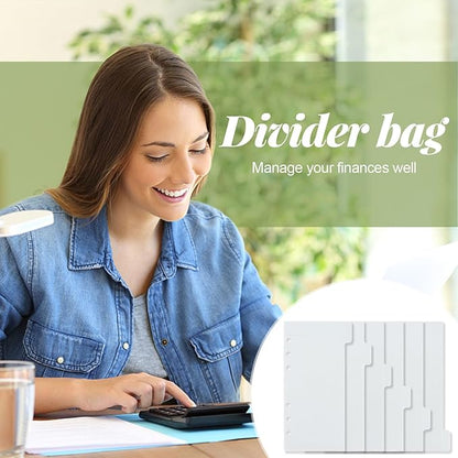 A6 Binder Pockets with No Zipper, Koqye Blue 10 Pcs Plastic Zipless Budget Envelopes, Two Pockets Frosted Cash Envelopes Money Bag for Budgeting, Cash Stuffing (Clear with tabs)