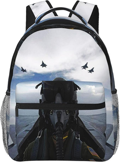 Airplane Aircraft Backpack Fighter Pilot Travel Laptop Backpacks Ruckasck Book Bags Plane School Bag for Boys Girls Kids Childrens Teenager
