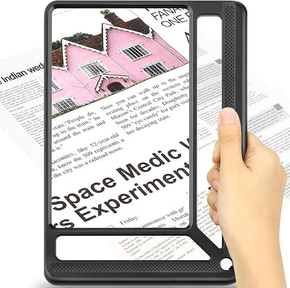 5X Full Page Magnifying Glass for Reading, Lightweight Rectangular Magnifier Provides Large Book Page Viewing Area, Upgraded Handheld Magnifier for Reading Small Prints for Seniors, Low Vision