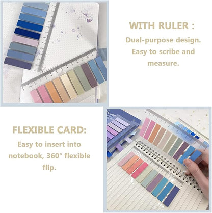 Potanro 800 Pcs Sticky Index Tabs, 4 Sheets Strip Index Tabs, Writable Page Sticky Notes with Ruler for Page Marking Classify File