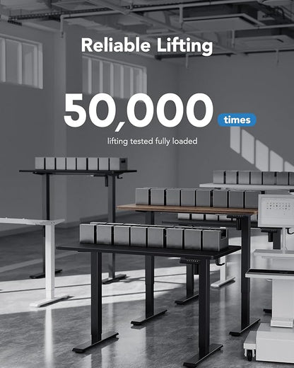 HUANUO 40" x 24" Electric Standing Desk Adjustable Height, 4 Memory Height Settings, Headphone Hook, Cable Manager, Sit Stand Up Desk for Home Office & Computer Workstation, Vintage Brown