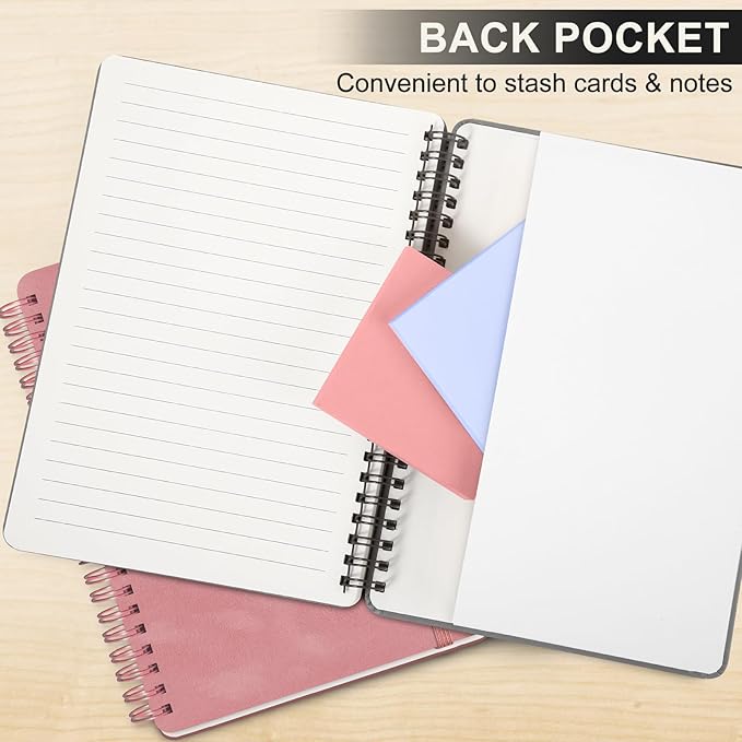 ABERLLS Gray Lined Spiral Journal Notebook with 160 Pages, 8×5.7in, A5 Spiral Notebook, Journaling Notebooks for Work, School, Women, Men, College Ruled Spiral Notebook, Hardcover Leather Journals