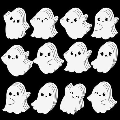48Pcs Halloween Ghost Sticky Notes Self-Adhesive Halloween Cute Ghost Note Pads Removable Ghost Memo Notes for Halloween School Office Home Students Teachers Present