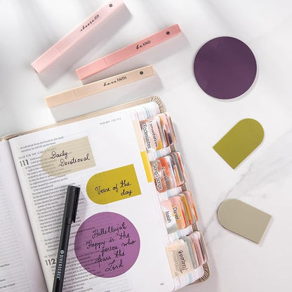 DiverseBee Transparent Sticky Notes (Includes Quick Dry Pen), Cute Clear Sticky Tabs, Translucent Page Flags Book Markers Stickers, Planner Accessories Bible Journaling Study Office Supplies (Muse)