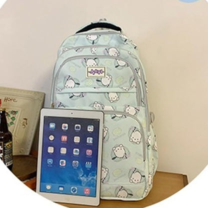 Roffatide Anime Pompom Purin All Over Print Large Capacity Casual Backpack Laptop Backpack Travel Hiking Rucksack Bike Backpack Yellow