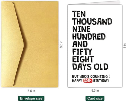 Funny 30th Birthday Card for Him Her, 30 Years Old Birthday Card, Happy 30th Birthday Card, 10958 Days Old But Who's Counting 30th Bday Card