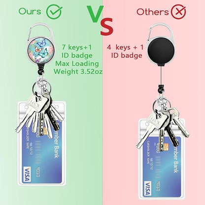 GIANCOMICS ID Badge Holder with Breakaway Lanyard, Cute Butterfly Lanyards for ID Badges ID Card Holder, Retractable Badge Reel Clips Heavy Duty Keychain Badge Lanyard, Teacher Nurse Work Office Gifts