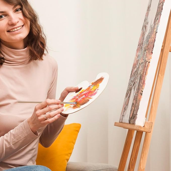 5 PCS Fan Brushes Paint Fan Brush for Painting Long Wood Handle Painting Brushes Paint with Nylon Hair Brushes Set Fan Brush for Acrylic Oil Watercolor Gouache Painting Kits