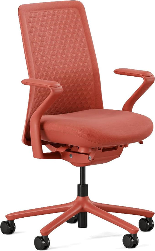 Branch Verve Chair - High Performance Executive Office Chair with Contoured Seat Back and Adjustable Lumbar Rest - High Density Foam Cushion with Aluminum Base - Up to 275 lbs - Coral