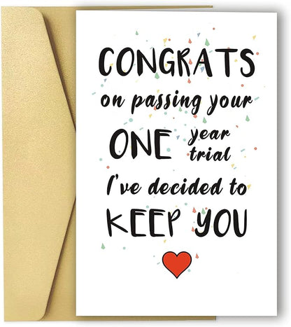 Ziwenhu 1 Year Anniversary for Boyfriend Gifts, Funny Anniversary Card for Boyfriend, Humorous One Year Anniversary Card for Girlfriend