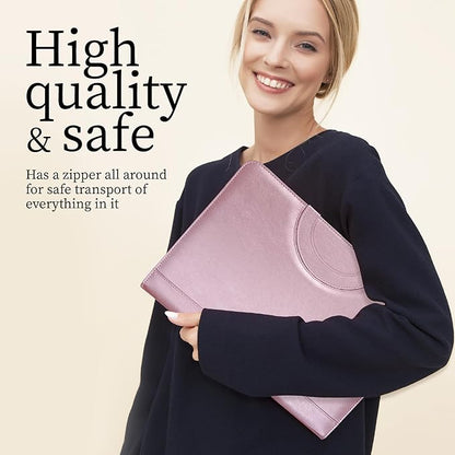 Elegant Portfolio Organizer with Handle, PU Leather Padfolio for Women/Men 13.5 x 10" with Cute Designed Notepad, Portfolio Binder for Business Class Interviews, Portfolio Bag, Portfolio Padfolio