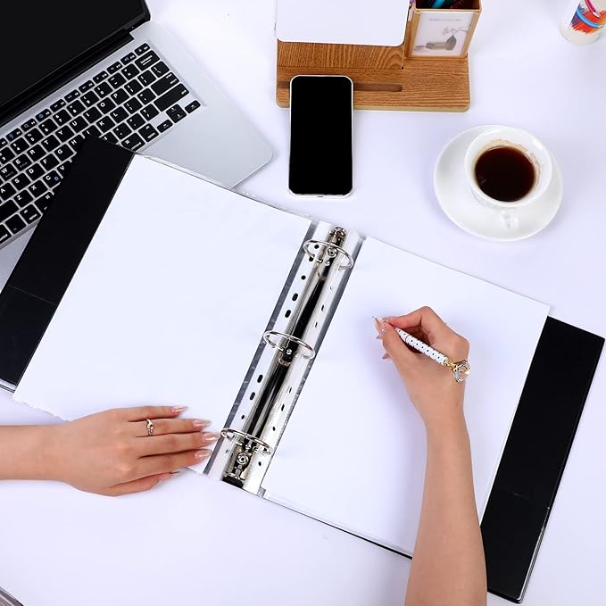 10 Packs 3 Inch Binders 3 Ring Heavy Duty Black Round Rings Bulk 11.6" x 10.4" Presentation Folder View Binder with Pockets Binder for School Office Home Gifts Favors Supplies