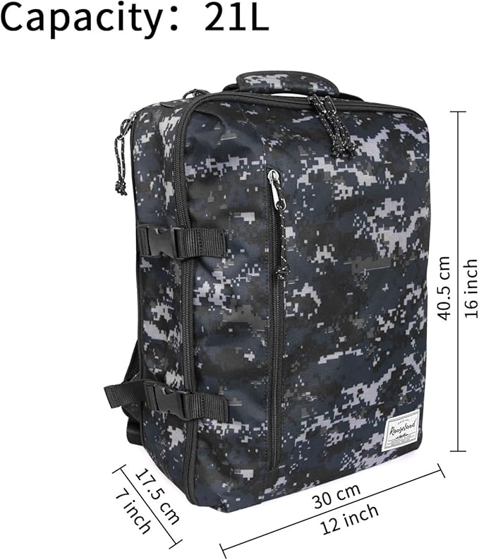 Underseat Carry-On Backpack Luggage Lightweight Casual Laptop Backpack 15.6-inch Travel Commute Gym Sport Daypack 21L, Digi Camo