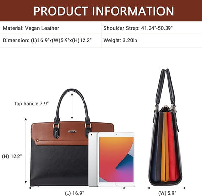 Telena Laptop Tote Bag for Women, 15.6 Inch Shoulder Tote Bag Leather Briefcase for Women, Large Capacity Handbag Bags