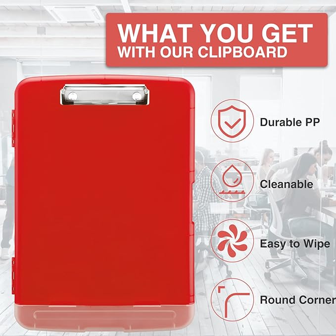 Sooez Clipboard with Storage, High Capacity Nursing Clipboards with Pen Holder, Heavy Duty Plastic Storage Clipboard with Low Profile Clip, Clipboard Folder, Teacher Must Haves, Office Supplies