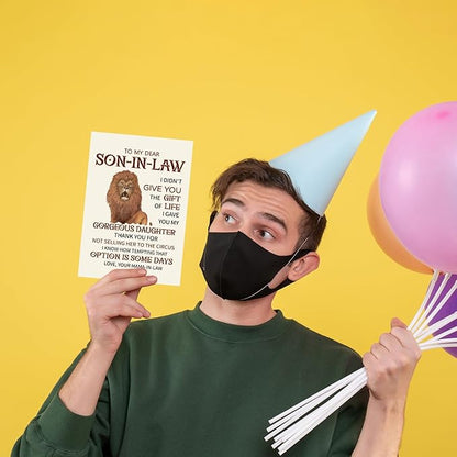 Unique Birthday Card Gifts Decorations for Son-In-Law, Cute Happy Son In Law Birthday Card Gift for Him Men