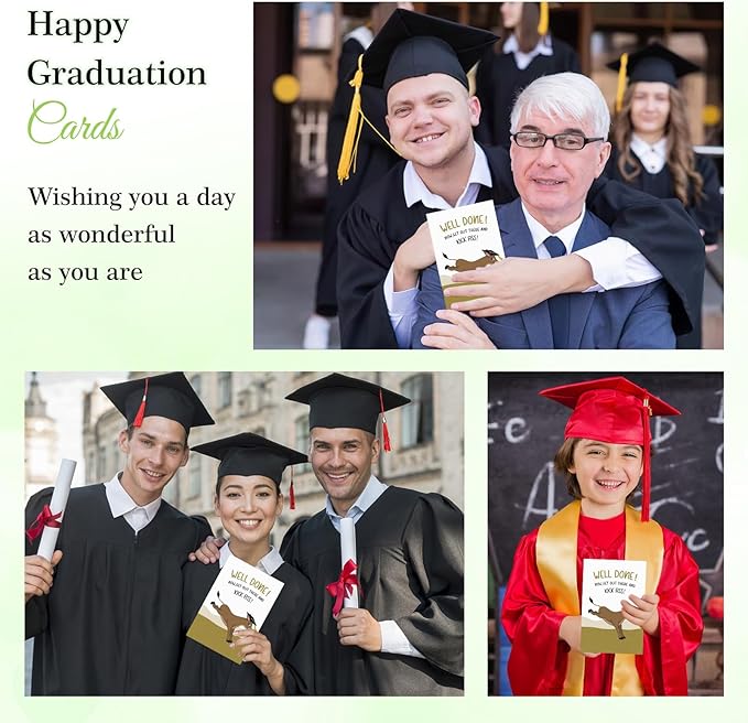 FaCraft Funny Graduation Card for Her Him, Class of 2025 Graduation Greeting Cards with Envelope for Boy Girl Son Daughter, for Graduates High School College 8th Grade (Funny Donkey)