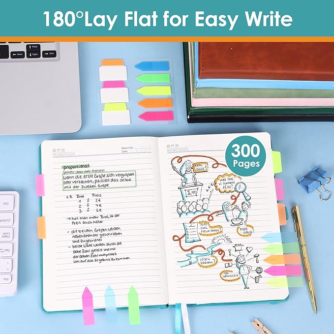 Lined Journal Notebook for Women Men A5 Hardcover Leather Journals College Ruled Notebooks 300 Pages 5.7 x 8.3 Inches Turquoise