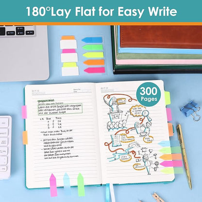 Lined Journal Notebook for Women Men A5 Hardcover Leather Journals College Ruled Notebooks 300 Pages 5.7 x 8.3 Inches Turquoise