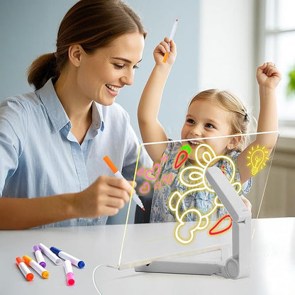 LED Note Board with Colors,LED Drawing Pad with 7 Color Pen,Light Up Acrylic Message Board with Adjustable Stand,Acrylic Dry Erase Board with Light for Office School Home,Gift for Kids(8"x8")