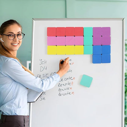 MaxGear 48 Pack Dry Erase Erasers, Magnetic Whiteboard Dry Erasers for Classroom, Mini Whiteboard Cleaning Pads, Chalkboard Wiper Teacher Supplies for School, Office, Home （6 Color Set, 2 x 2 Inch
