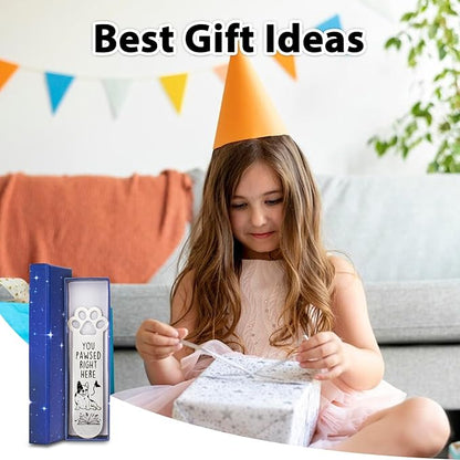 Metal Bookmarks for Reading Women Funny Bookmarks for Book Lovers Gifts Cute Bookmarks for Dog Lovers (MetalSilverDogPaw)