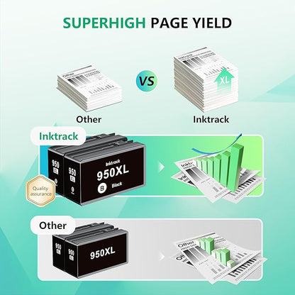 950XL Ink Cartridges Compatible for HP 950XL Black Ink Cartridges Replacement for HP OfficeJet Pro 8600 8610 8620 8100 8630 8660 8640 8615 8625 276DW 251DW Printers (Black,2-Pack)