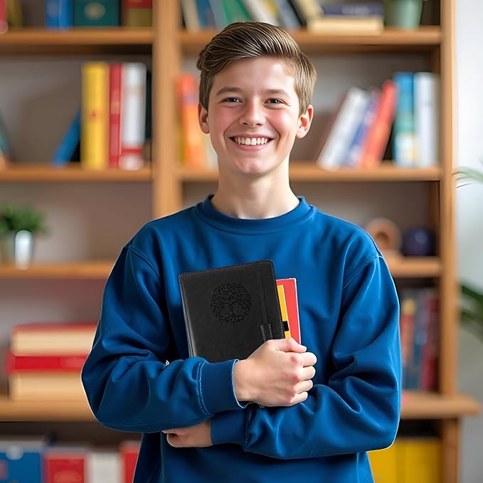 Lined Journal Notebook for Women Men A5 Hardcover Leather Journals College Ruled Notebooks 300 Pages 5.7 x 8.3 Inches Black