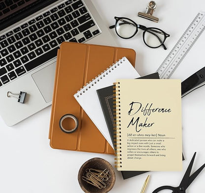 OXW Difference Maker Appreciation Gift, Meeting Notebook for Work, Thank You Gifts for Leader Mentor Manager Boss, Office Supplies Social Worker Notebook, Cream Hardcover Spiral Notebook 5.5 x 8.3
