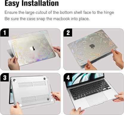 Fintie Case for MacBook Air 13.6 Inch A3113 A2681 (2022 2023 2024 Release) - Snap On Hard Shell Cover for MacBook Air 13.6" M2 M3 Chip with Liquid Retina Display and Touch ID (Garden-Clear)