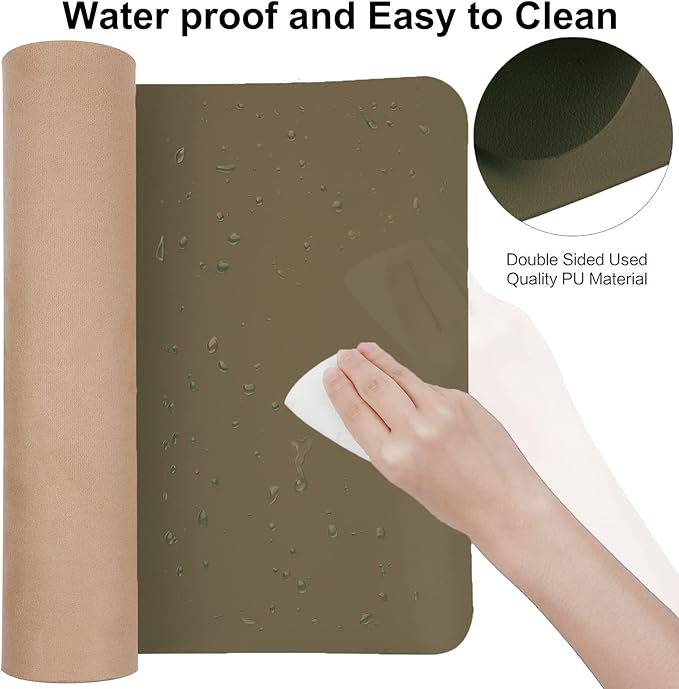 Boutilon Leather Desk Pad 24"x 14" Non-Slip Mouse Pad,Office Desk Mat,Waterprooft PU Leather Desk Blotter,Desk Pad Protector,Desk Writing Pad for Home Office Decor (S-Dark Apricot)